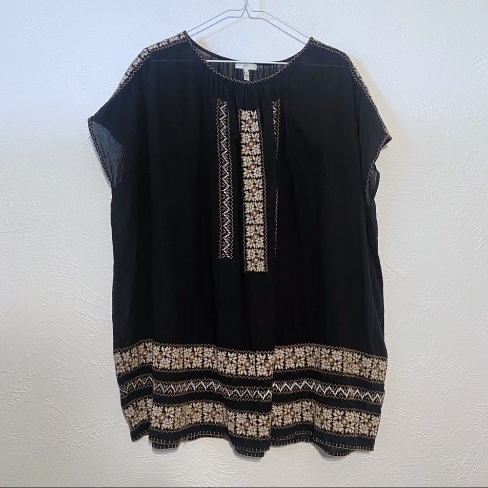 Joie Super Oversized Lagenlook Embroidered Boho Tunic Dress Size XXS
